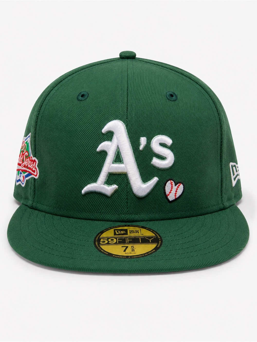 Oakland Athletics 59FIFTY Fitted Green/White-1989 World Series Patch- Size 7 5/8